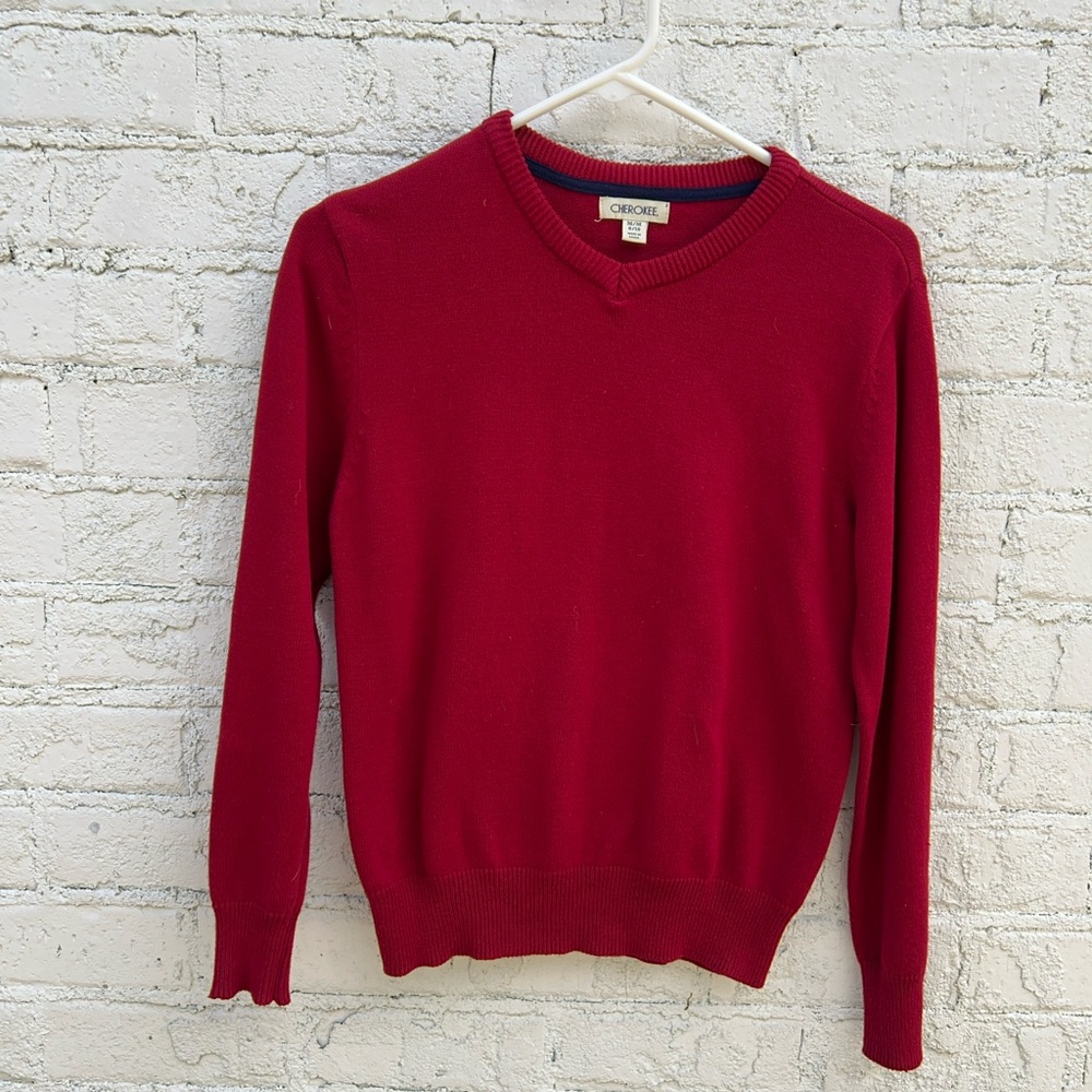 Cherokee boys red sweater sz M 8/10